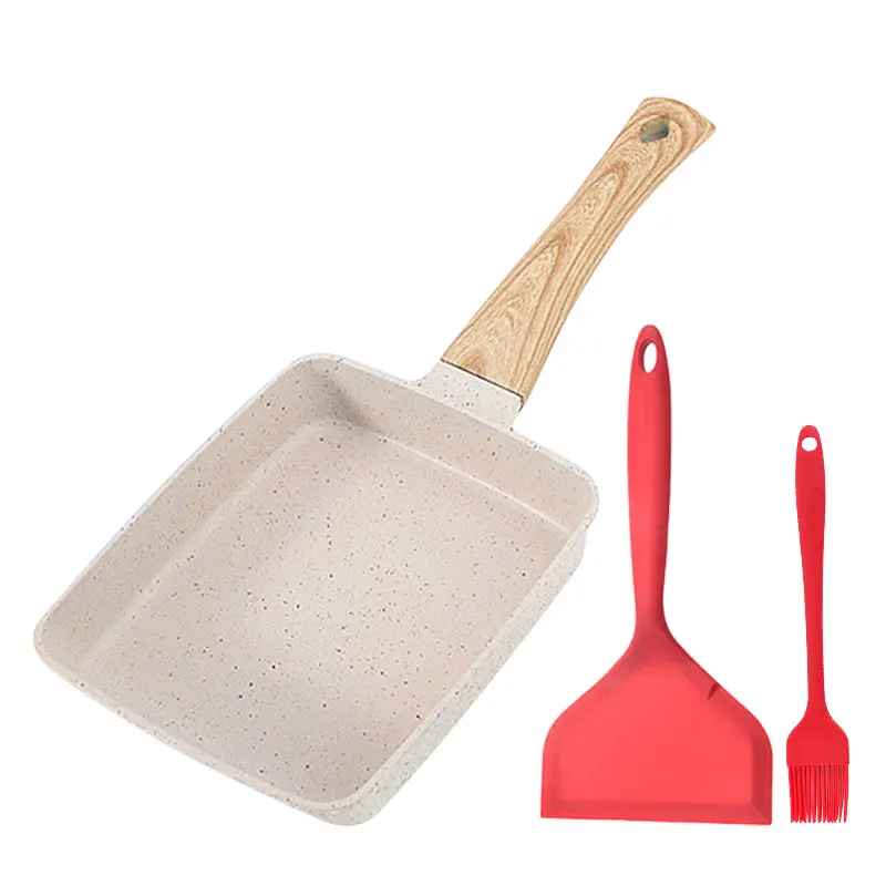 poele tamagoyaki spatule et pinceau rouge